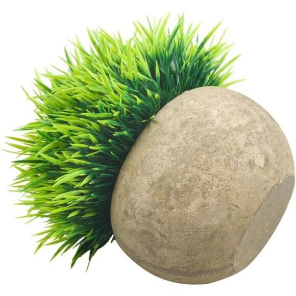 Mini Artificial Plants Set of 2 Faux Green Grass in Grey Pots for Home Office De - Picture 4 of 8